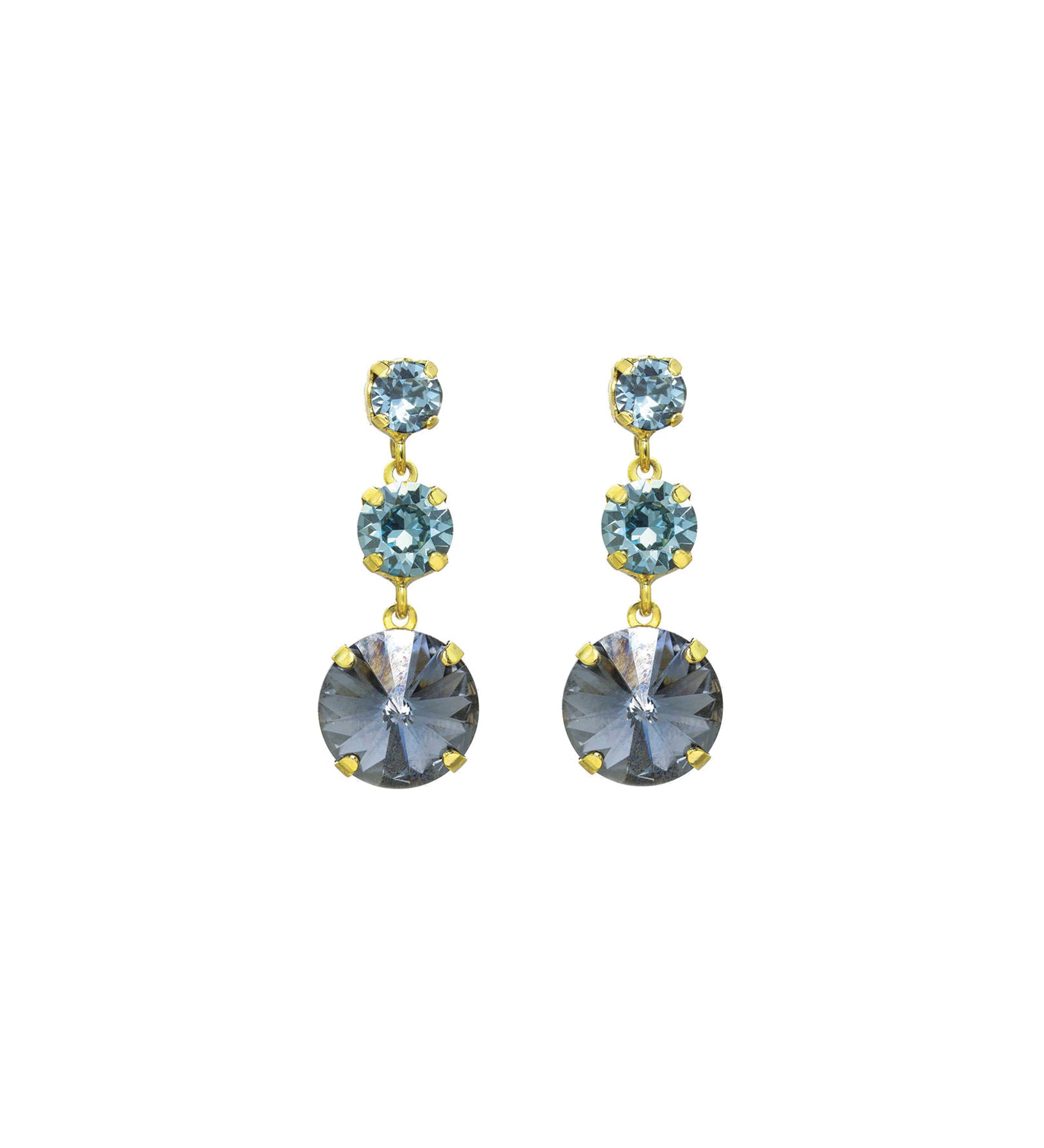 TOVA-Torin Earrings-Earrings-14k Gold Plated, Aqua Lustre / Diamond Crystal-Blue Ruby Jewellery-Vancouver Canada