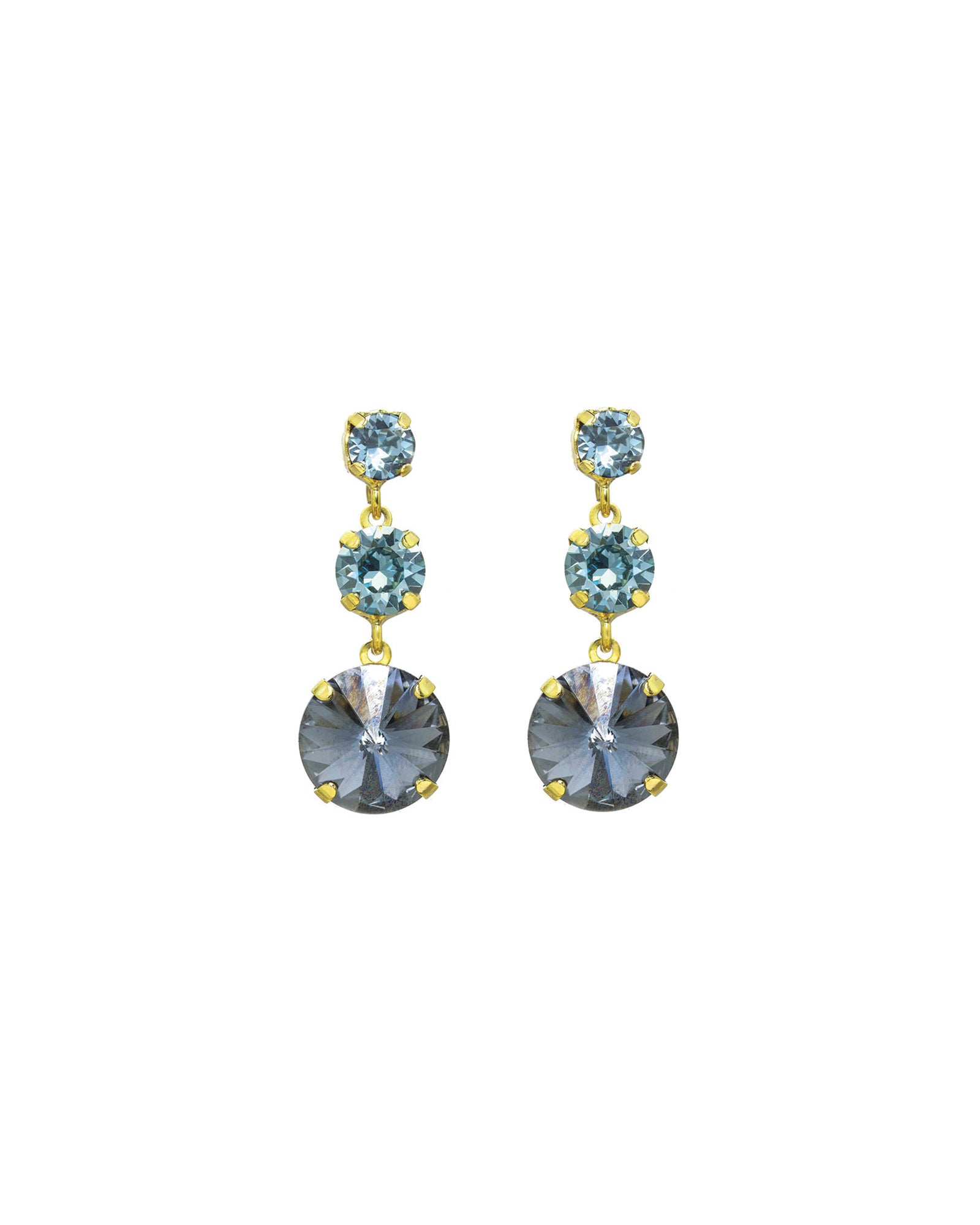 TOVA-Torin Earrings-Earrings-14k Gold Plated, Aqua Lustre / Diamond Crystal-Blue Ruby Jewellery-Vancouver Canada
