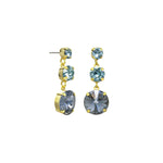 TOVA-Torin Studs-Earrings-Gold Plated, Aqua Lustre, Diamond Crystal-Blue Ruby Jewellery-Vancouver Canada
