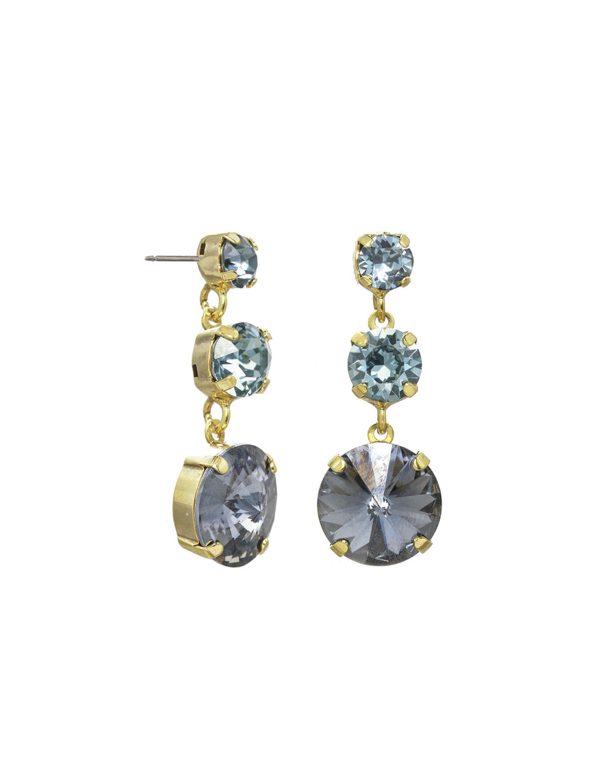 TOVA-Torin Studs-Earrings-Gold Plated, Aqua Lustre, Diamond Crystal-Blue Ruby Jewellery-Vancouver Canada