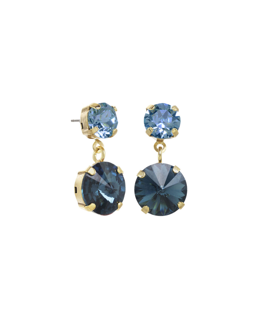 TOVA-Felicia Studs-Earrings-Gold Plated, Blue Crystal-Blue Ruby Jewellery-Vancouver Canada