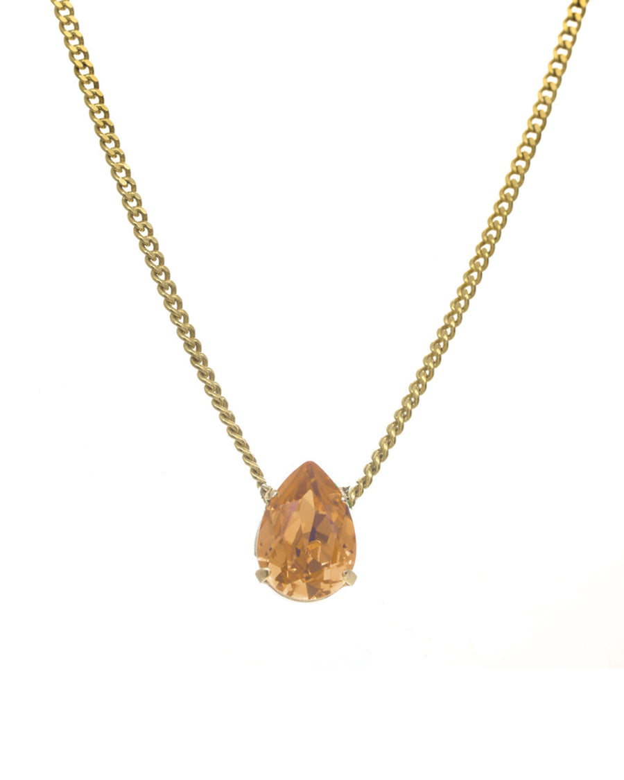 TOVA-Lumi Necklace-Necklaces-Gold Plated, Padparadscha Crystal-Blue Ruby Jewellery-Vancouver Canada