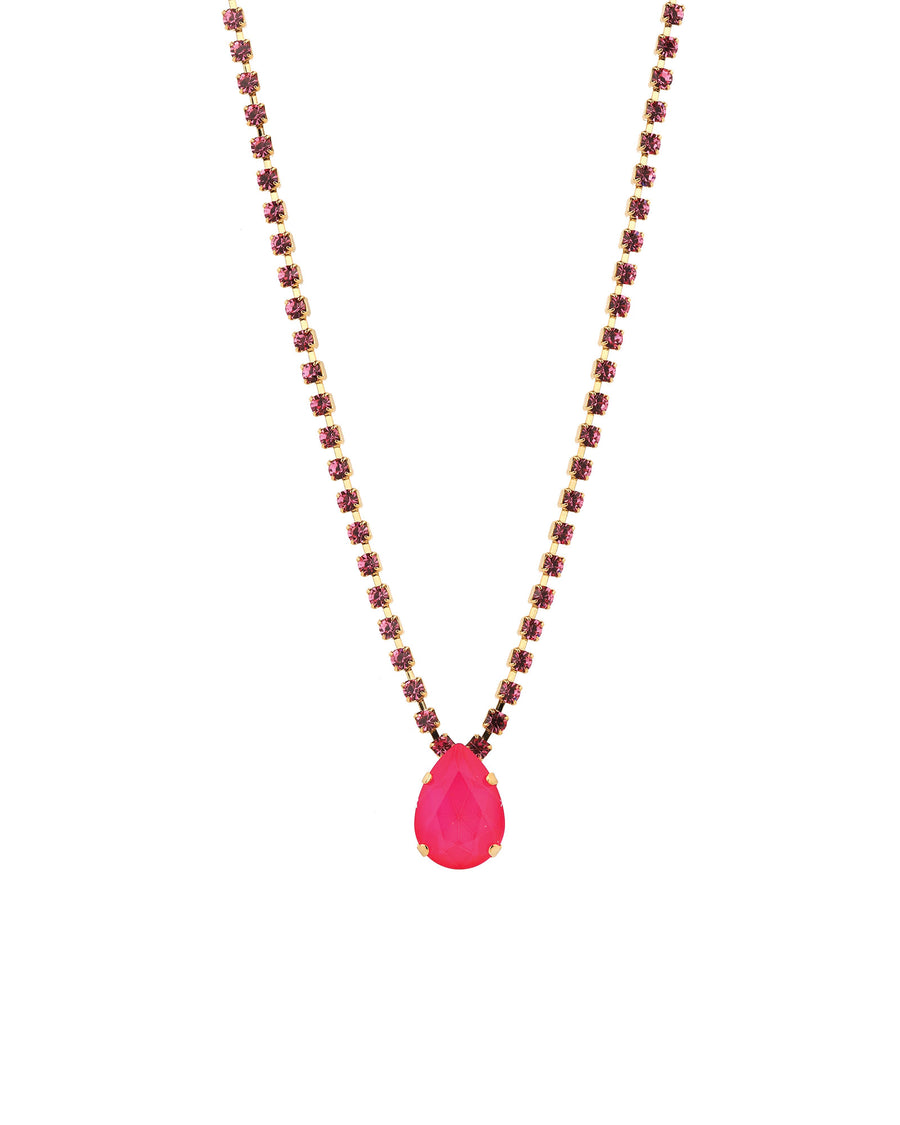 TOVA-Milli Necklace-Necklaces-Gold Plated, Electric Pink / Rose Crystal-Blue Ruby Jewellery-Vancouver Canada
