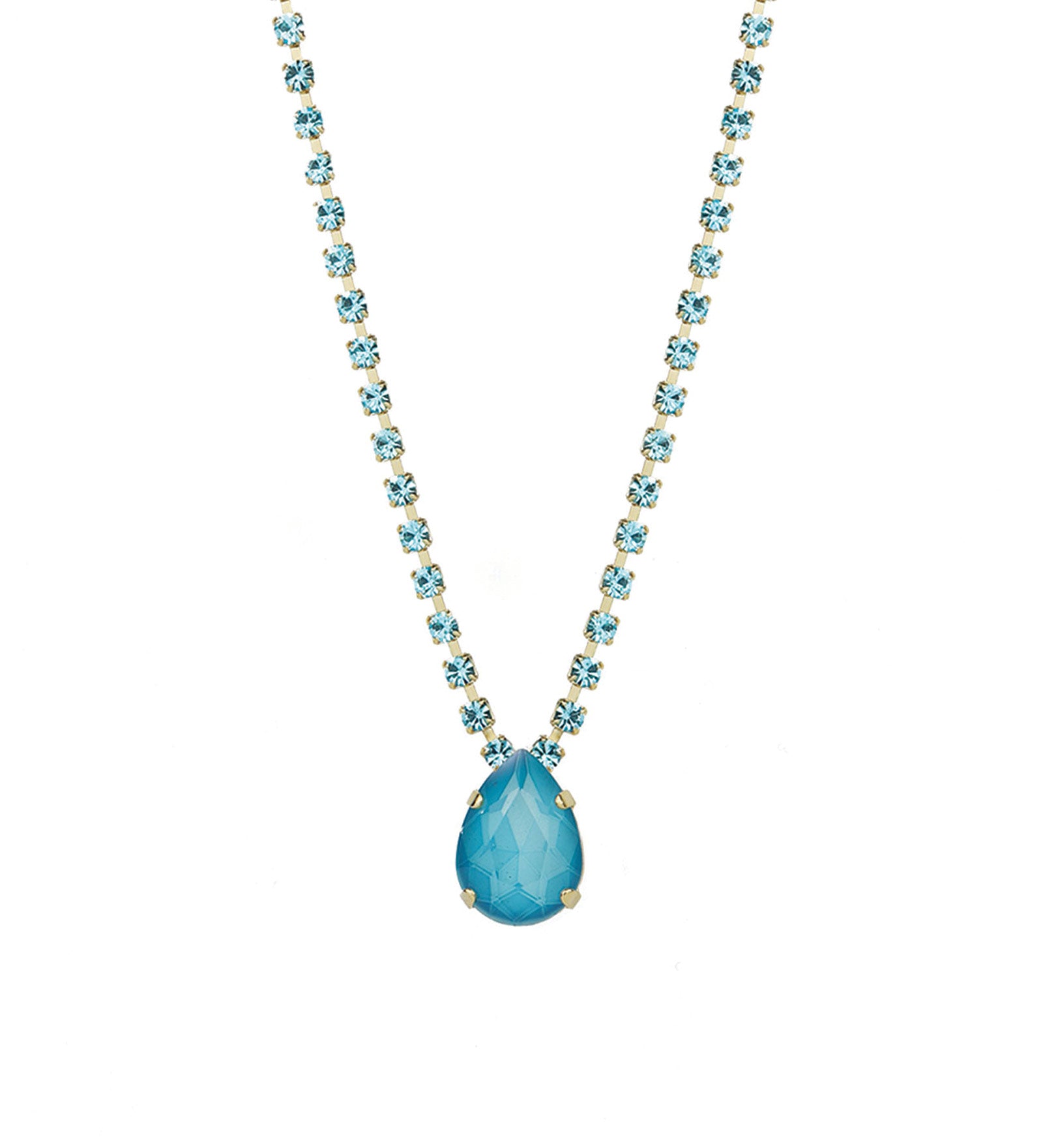 TOVA-Milli Necklace-Necklaces-14k Gold Plated, Electric Blue & Aqua Crystal-Blue Ruby Jewellery-Vancouver Canada