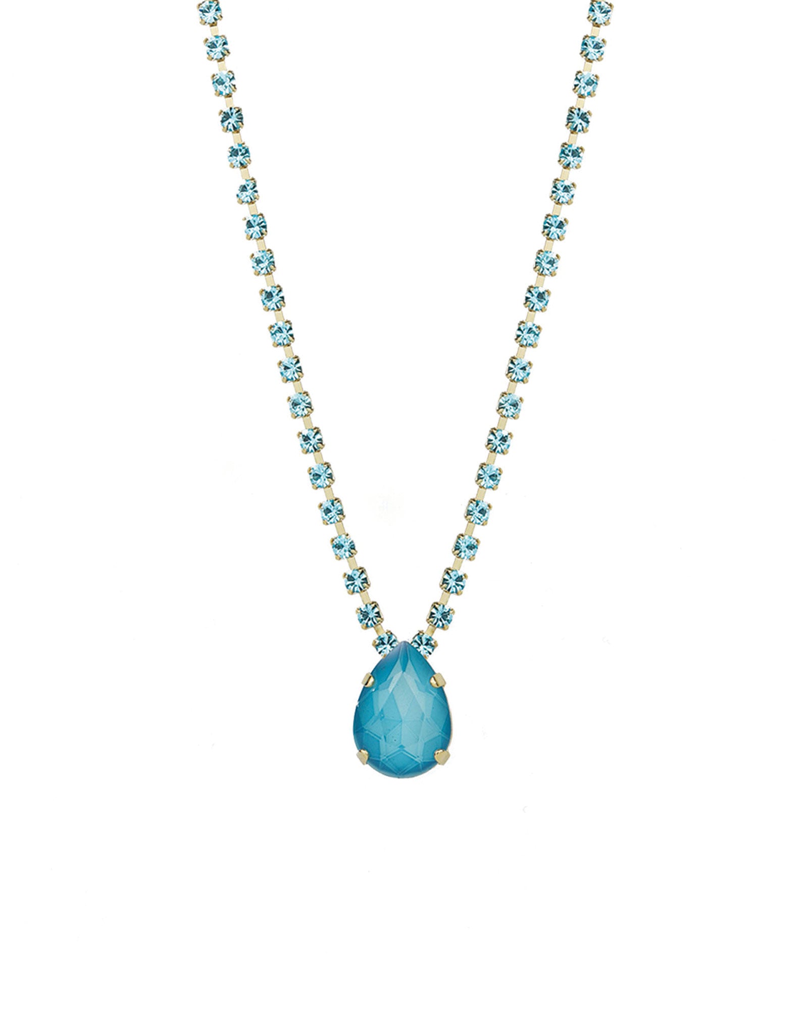 TOVA-Milli Necklace-Necklaces-14k Gold Plated, Electric Blue & Aqua Crystal-Blue Ruby Jewellery-Vancouver Canada