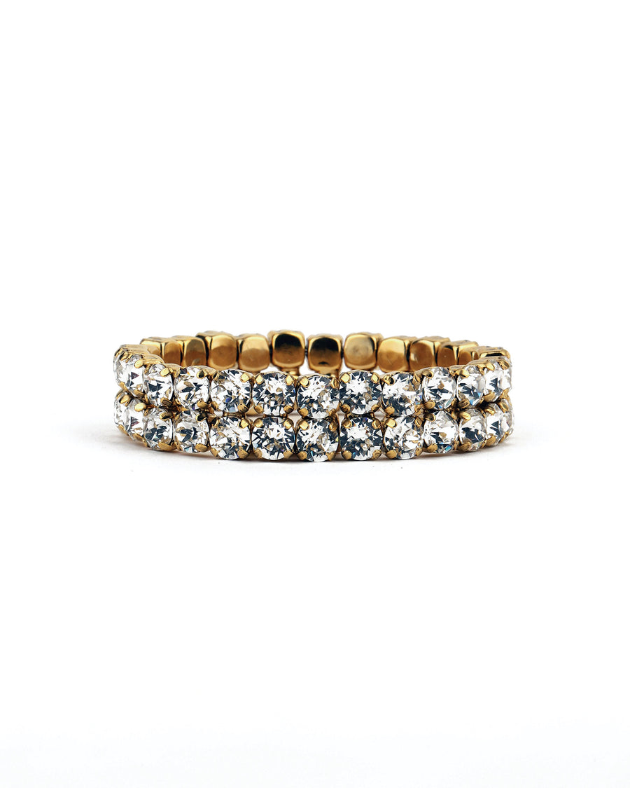 TOVA-Mini Olivia 2 Strand Bracelet-Bracelets-Gold Plated, Clear Crystal-Blue Ruby Jewellery-Vancouver Canada