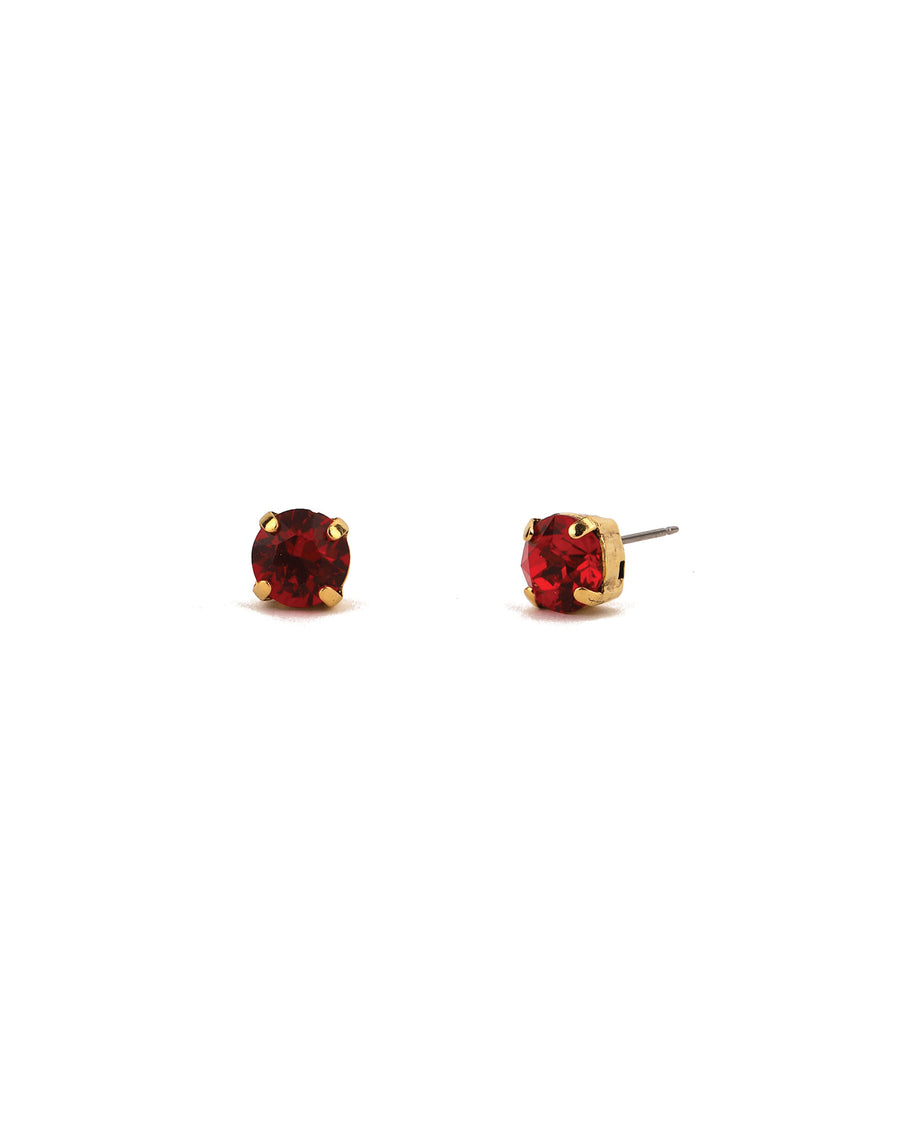 TOVA-Oakland Studs | 8mm-Earrings-Gold Plated, Red Crystal-Blue Ruby Jewellery-Vancouver Canada