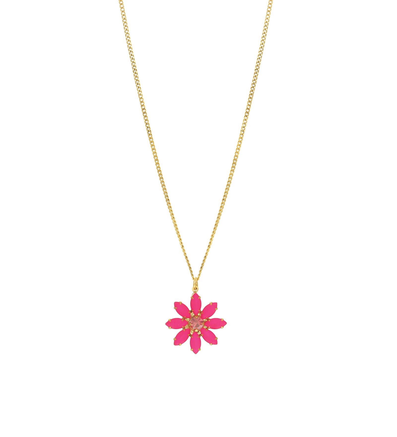 TOVA-Mini Molly Necklace-Necklaces-14k Gold Plated, Electric Pink Crystal-Blue Ruby Jewellery-Vancouver Canada