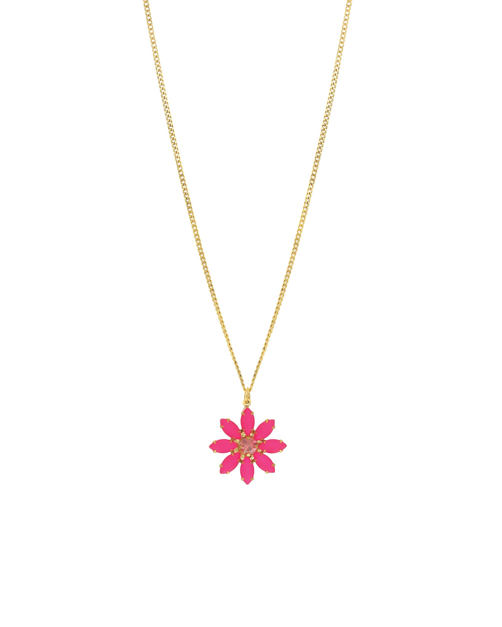 TOVA-Mini Molly Necklace-Necklaces-14k Gold Plated, Electric Pink Crystal-Blue Ruby Jewellery-Vancouver Canada