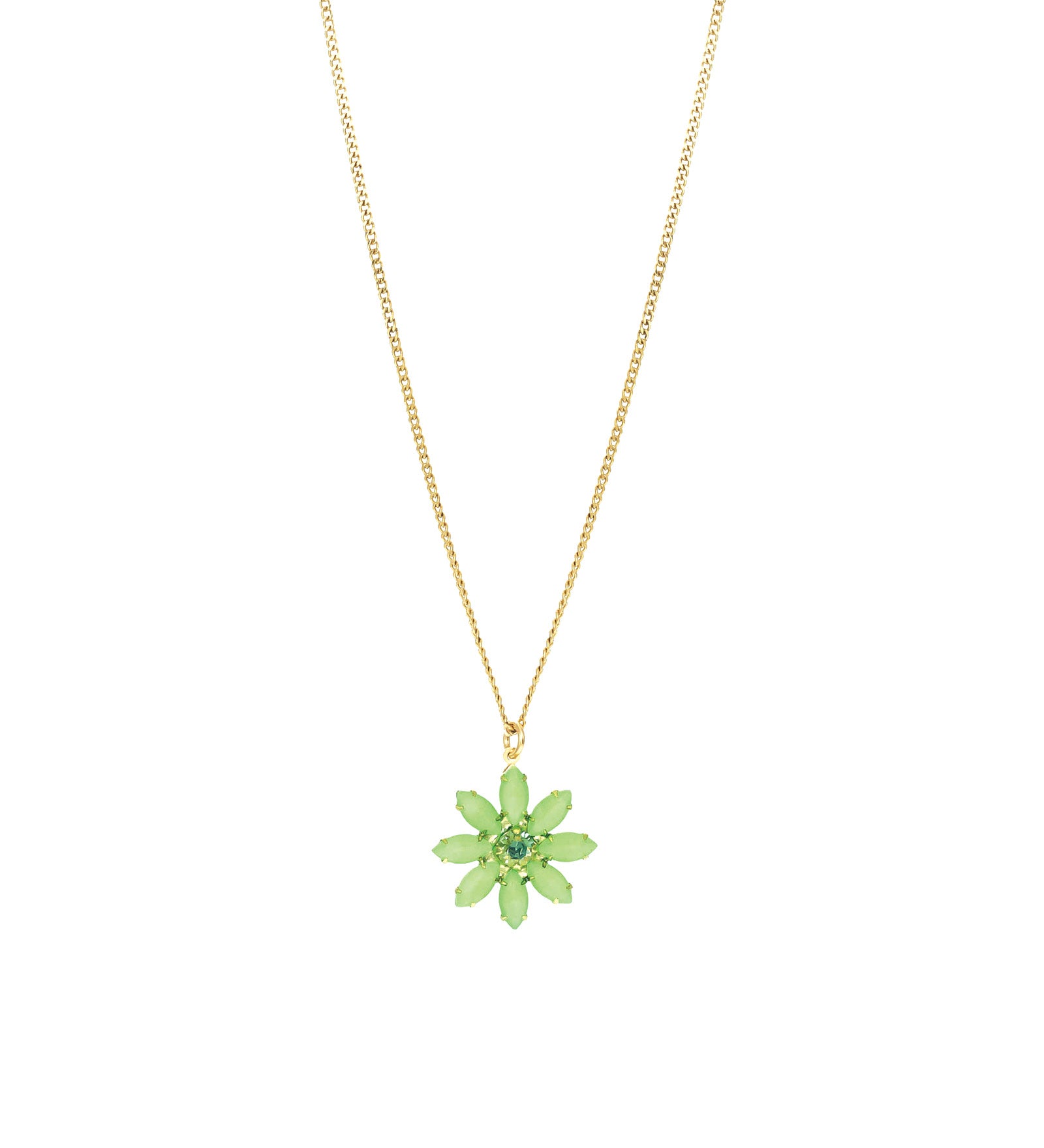 TOVA-Mini Molly Necklace-Necklaces-14k Gold Plated, Electric Green Crystal-Blue Ruby Jewellery-Vancouver Canada