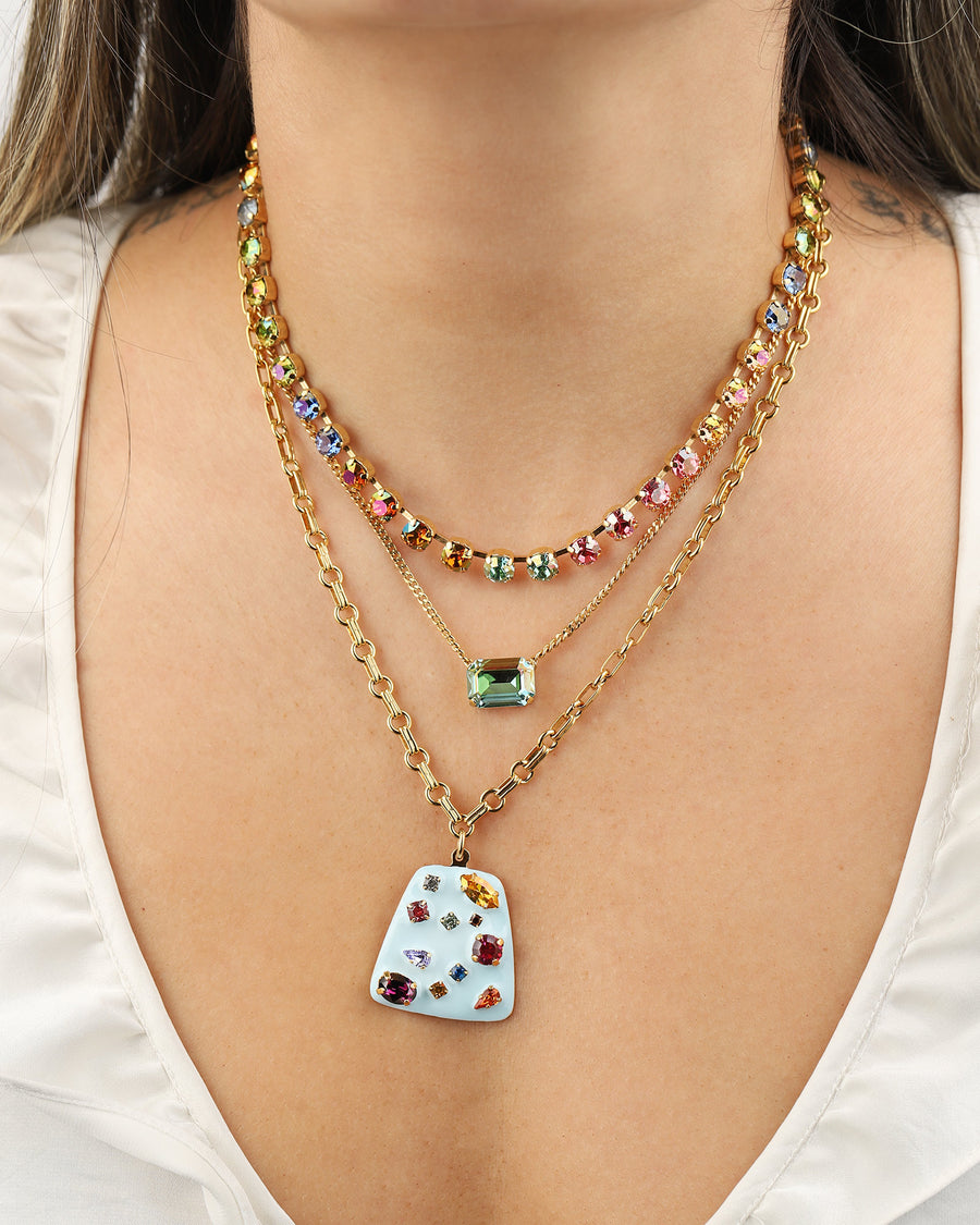 TOVA-Jillian Necklace-Necklaces-Gold Plated, Mix Crystal-Blue Ruby Jewellery-Vancouver Canada