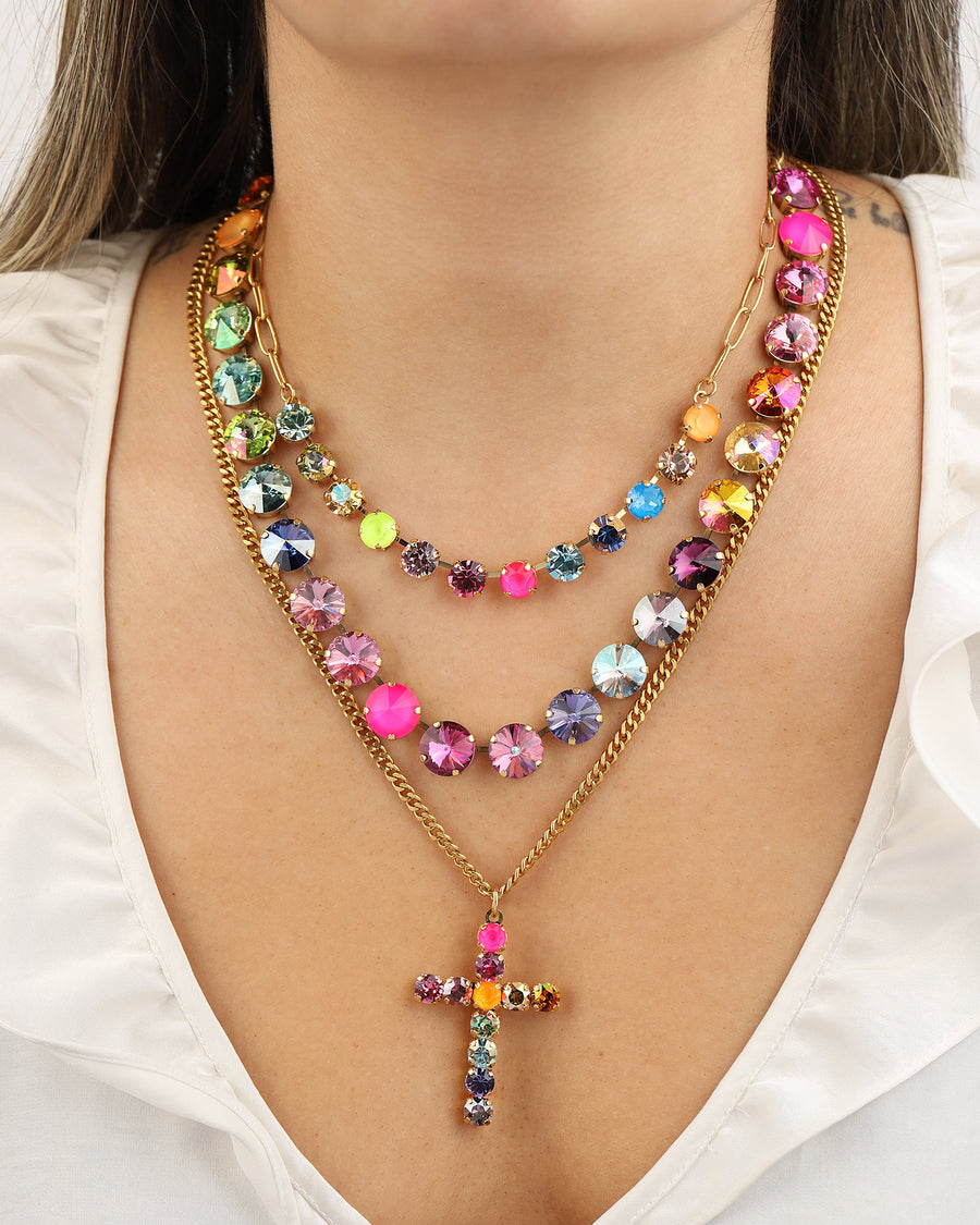 TOVA-Sofia Necklace-Necklaces-Gold Plated, Watermelon Crystal-Blue Ruby Jewellery-Vancouver Canada