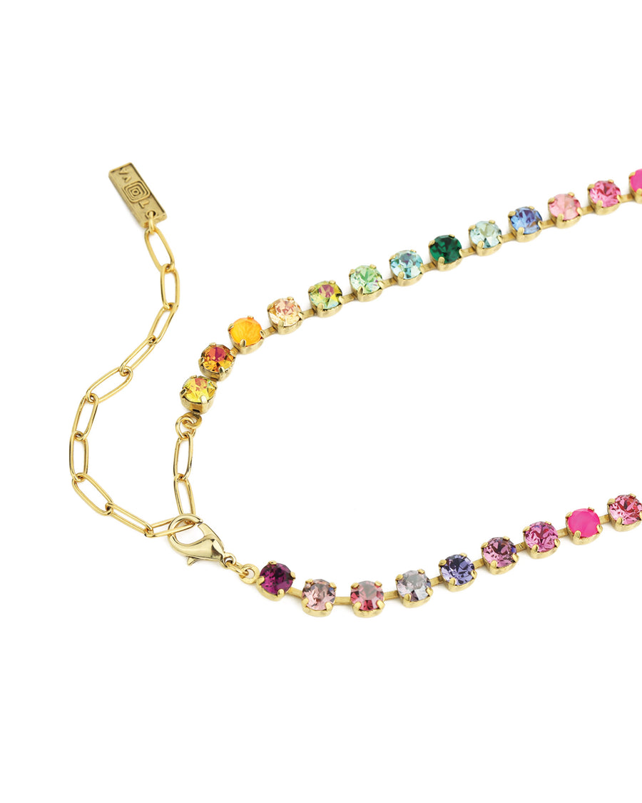 Donatela Mini Necklace Gold Plated, Watermelon Crystal