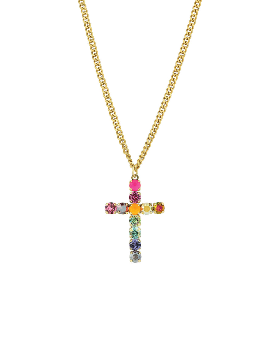 TOVA-Donatela Mini Necklace-Necklaces-Gold Plated, Watermelon Crystal-Blue Ruby Jewellery-Vancouver Canada