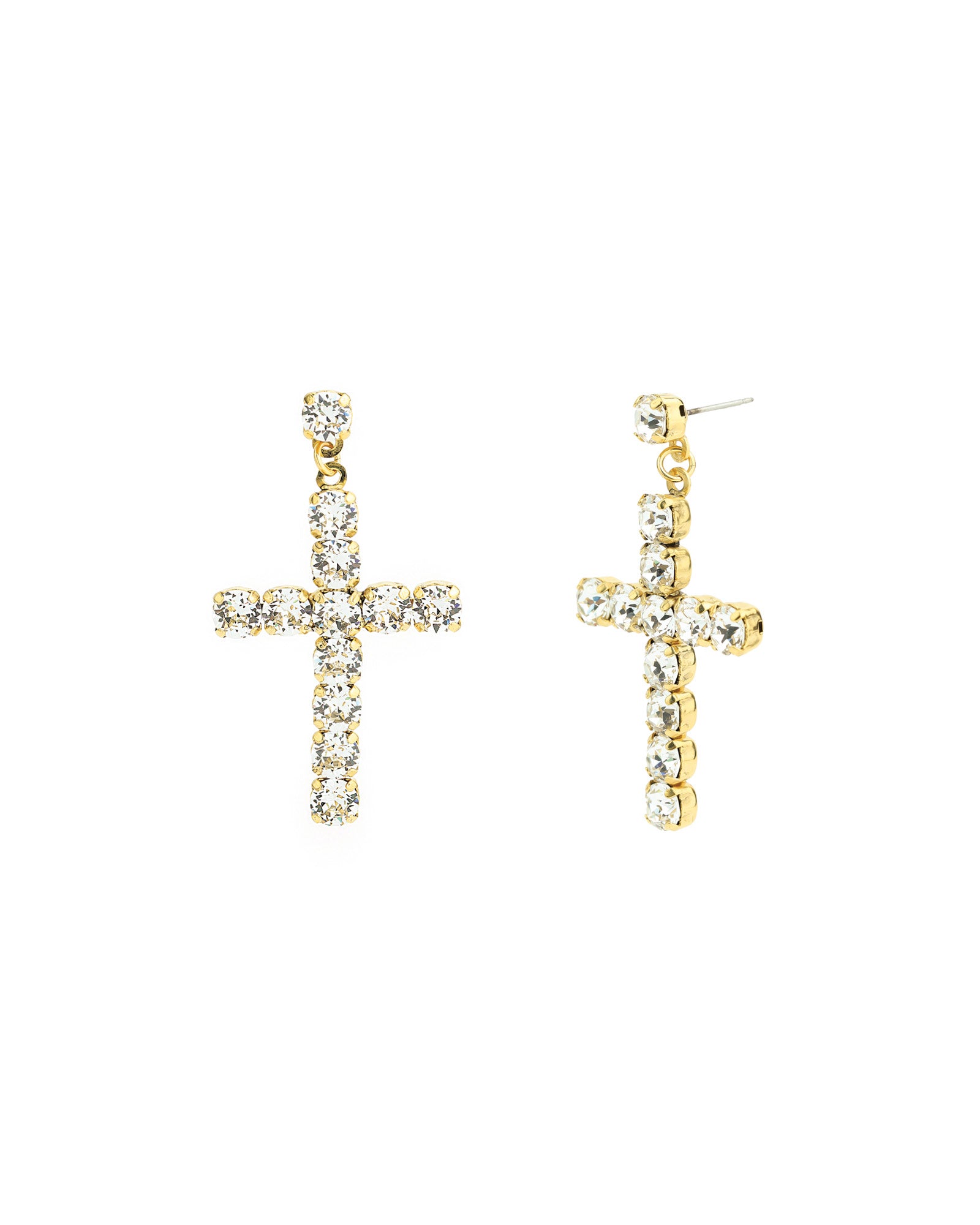 Mini Donatella Studs Gold Plated, Clear Crystal