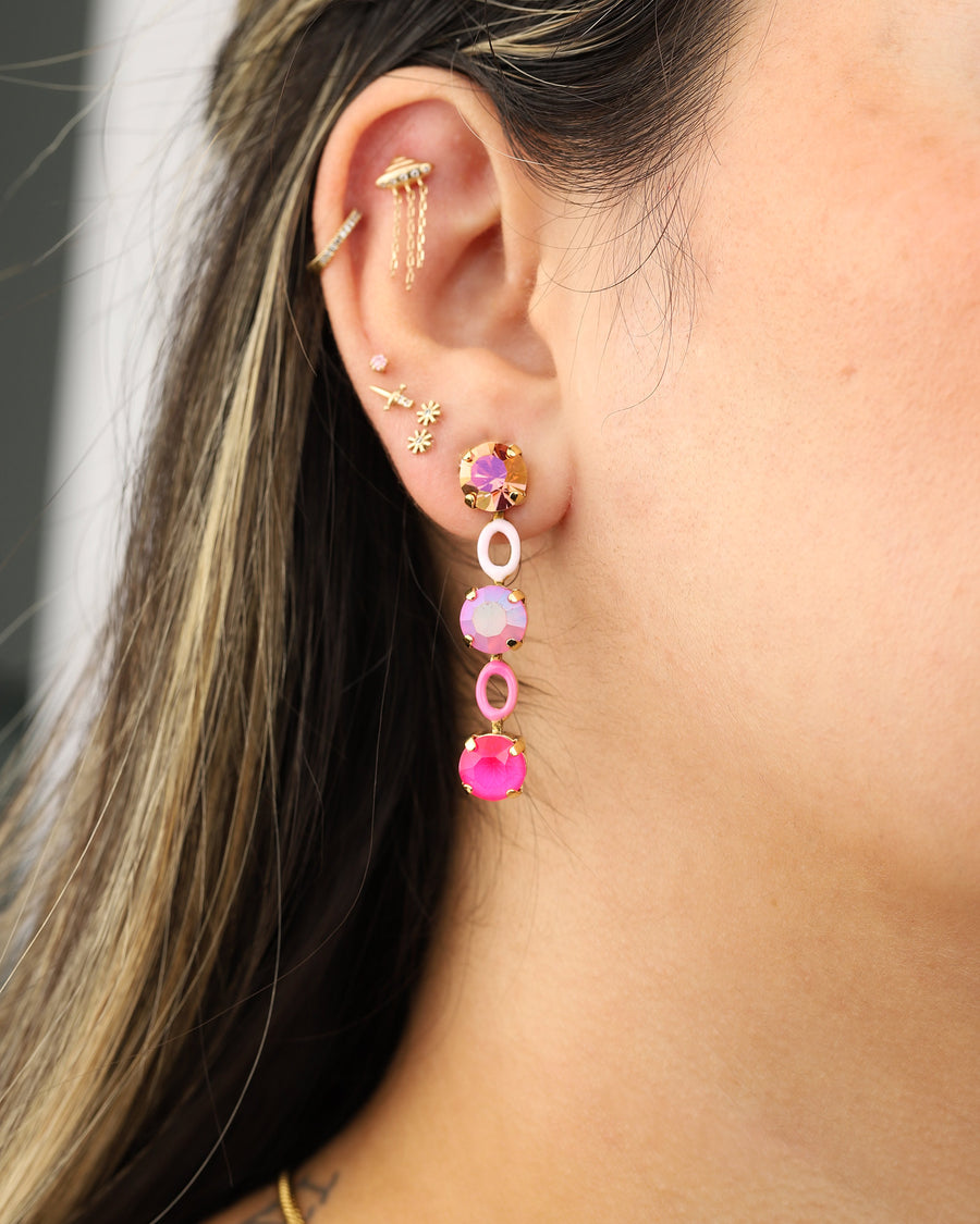 TOVA-Farah 2 Earrings-Earrings-Gold Plated, Pink Mix Crystal-Blue Ruby Jewellery-Vancouver Canada