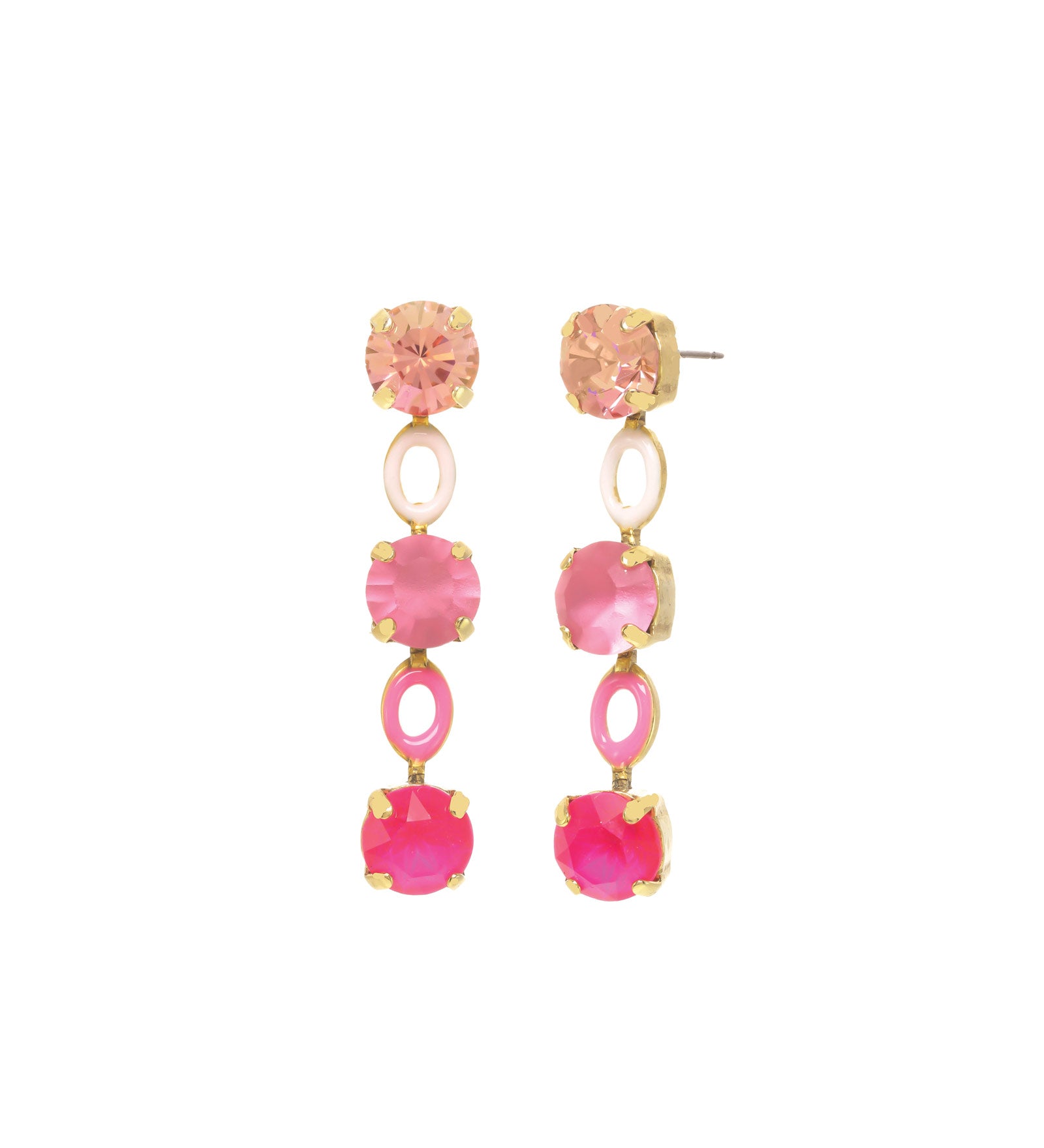 TOVA-Farah 2 Earrings-Earrings-14k Gold Plated, Pink Mix Crystal-Blue Ruby Jewellery-Vancouver Canada