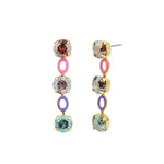 TOVA-Farah 2 Earrings-Earrings-Gold Plated, Pink Purple Mix Crystal-Blue Ruby Jewellery-Vancouver Canada