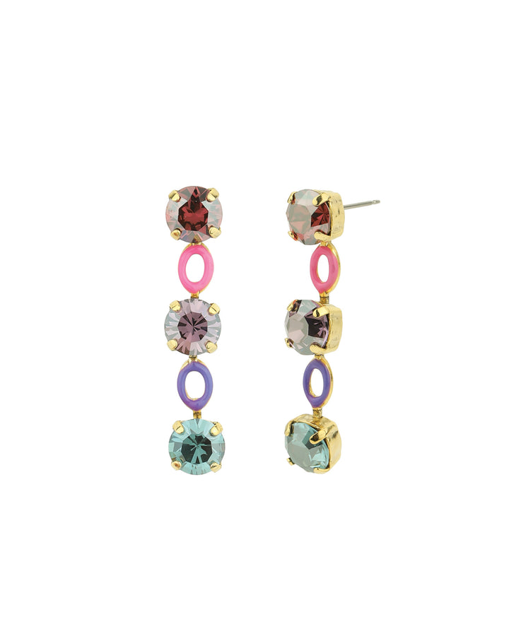 TOVA-Farah 2 Earrings-Earrings-Gold Plated, Pink Purple Mix Crystal-Blue Ruby Jewellery-Vancouver Canada
