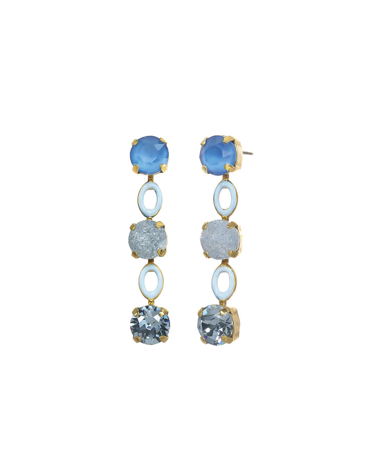 Farah 2 Earrings Gold Plated, Blue Mix Crystal