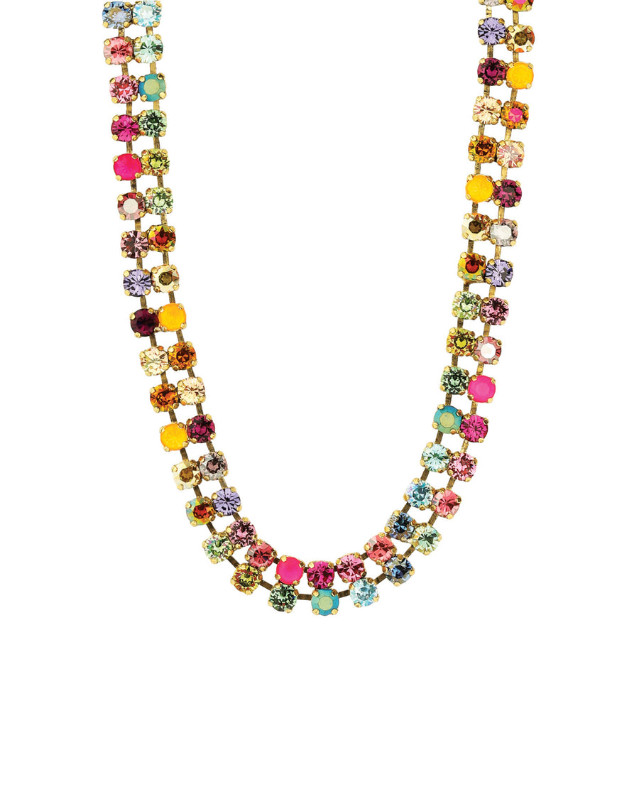 TOVA-Lira Necklace-Necklaces-Gold Plated, Watermelon Crystal-Blue Ruby Jewellery-Vancouver Canada