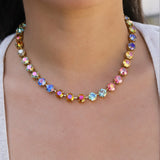TOVA-Oakland Necklace-Necklaces-Gold Plated, Watermelon Ombre Crystal-Blue Ruby Jewellery-Vancouver Canada