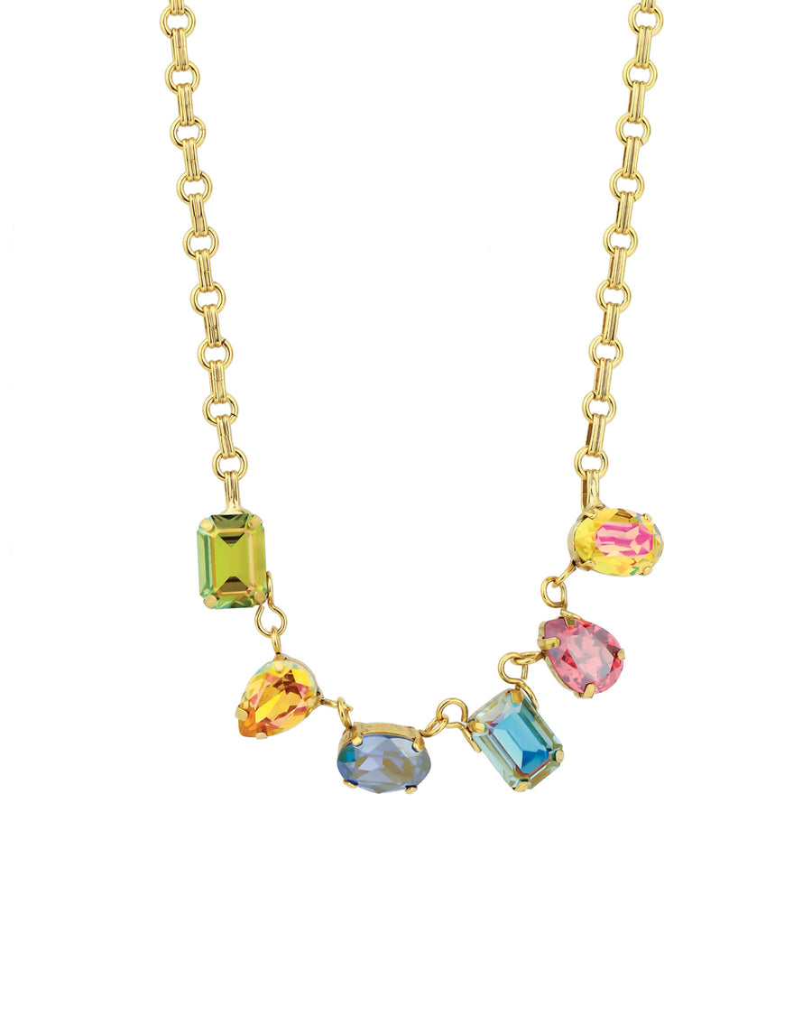 TOVA-Marina Necklace-Necklaces-Gold Plated, Watermelon Crystal-Blue Ruby Jewellery-Vancouver Canada