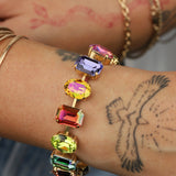 TOVA-Anjali Bracelet-Bracelets-Gold Plated, Watermelon Crystal-Blue Ruby Jewellery-Vancouver Canada