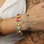 TOVA-Anjali Bracelet-Bracelets-Gold Plated, Watermelon Crystal-Blue Ruby Jewellery-Vancouver Canada