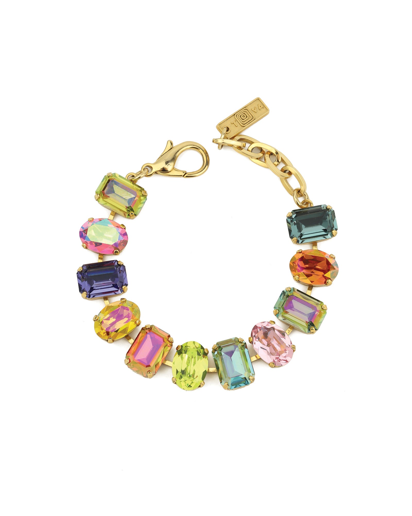 Anjali Bracelet Gold Plated, Watermelon Crystal