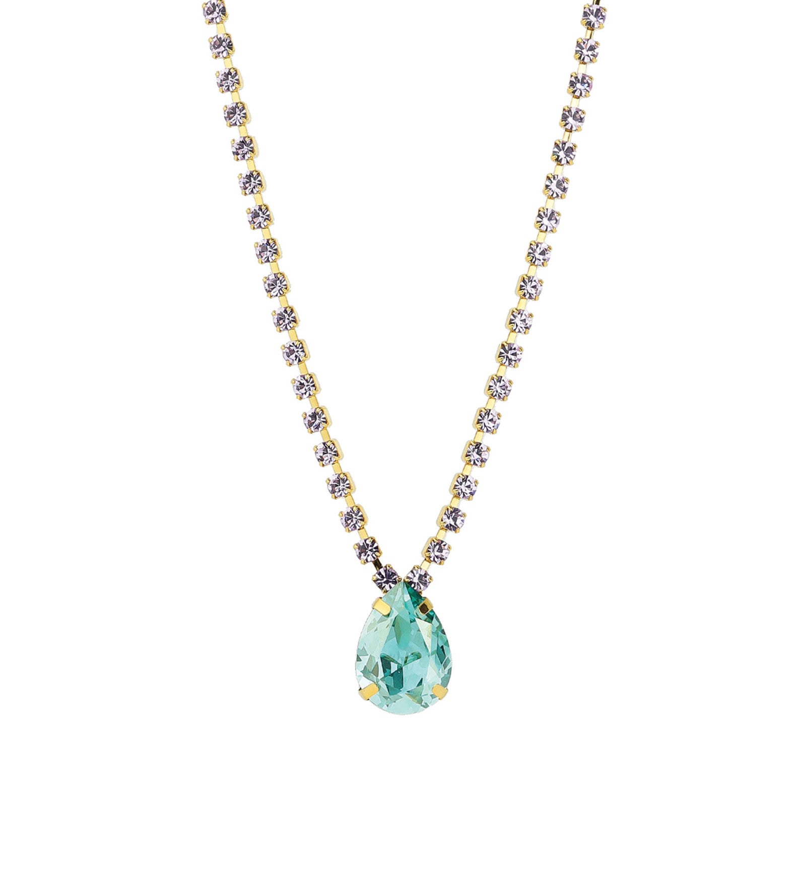 TOVA-Milli Necklace-Necklaces-14k Gold Plated, Aqua Champagne & Lilac Crystal-Blue Ruby Jewellery-Vancouver Canada