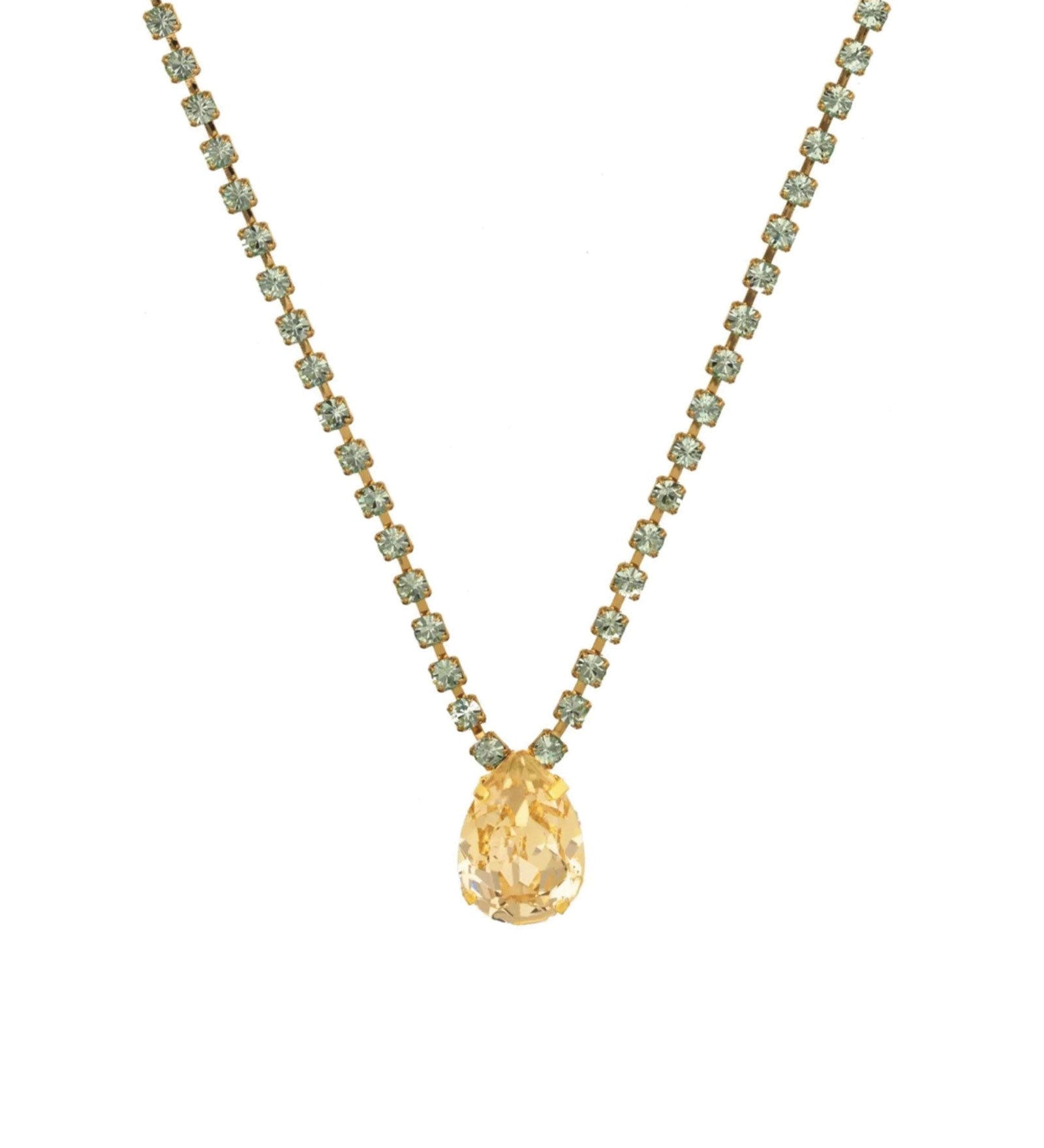TOVA-Milli Necklace-Necklaces-14k Gold Plated, Peach & Mint Crystal-Blue Ruby Jewellery-Vancouver Canada