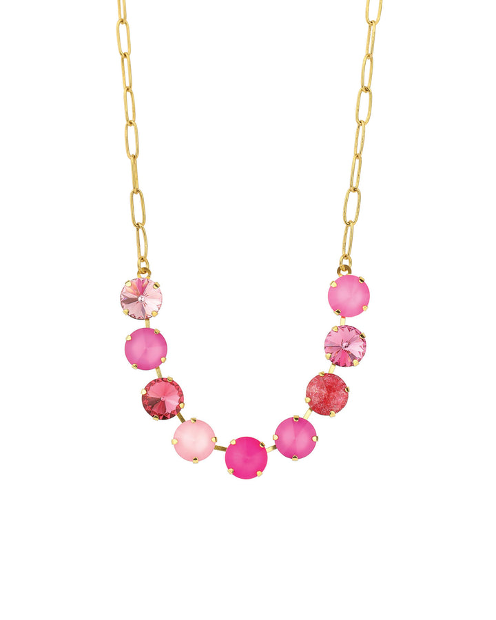 TOVA-Mini Sofia Necklace-Necklaces-Gold Plated, Pink Mix Crystal-Blue Ruby Jewellery-Vancouver Canada