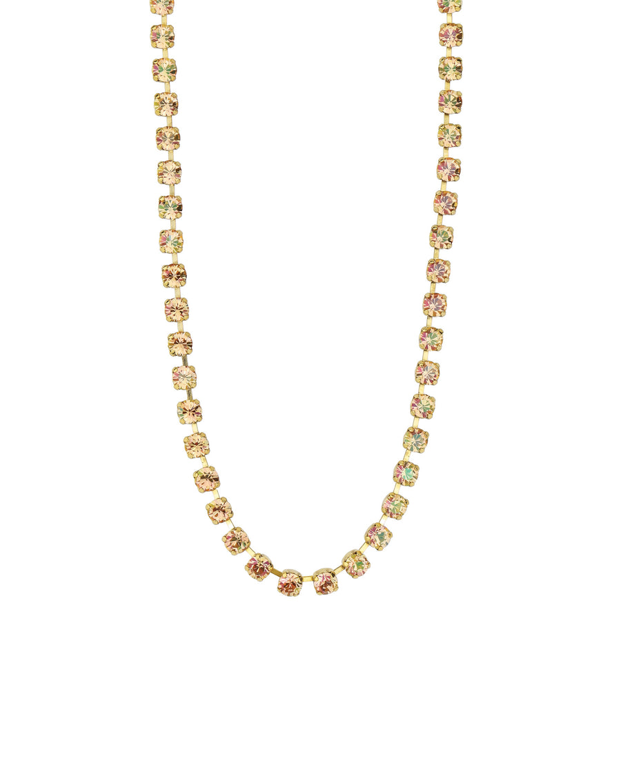 TOVA-Sarina Necklace-Necklaces-Gold Plated, Light Peach Lemon Crystal-Blue Ruby Jewellery-Vancouver Canada