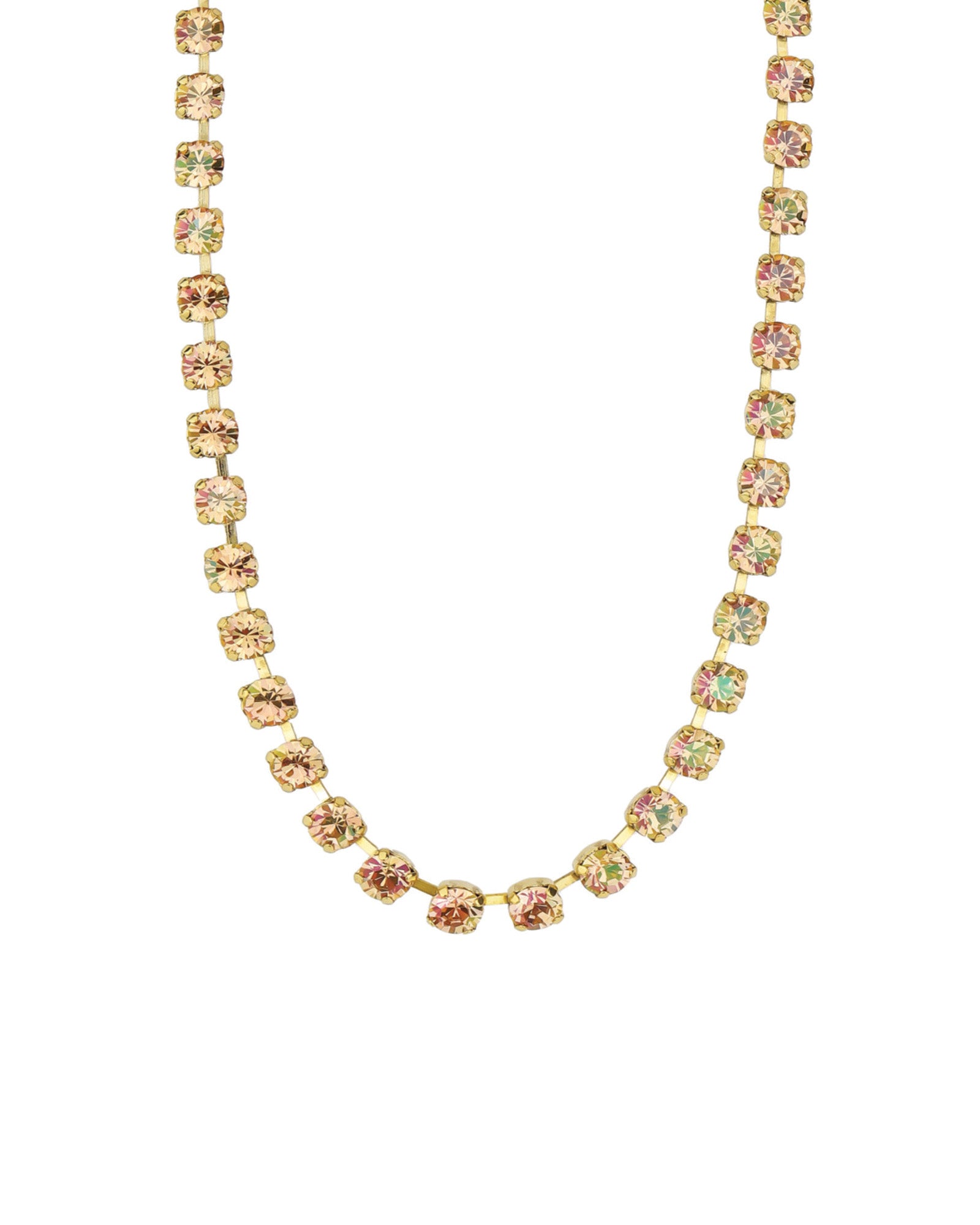 TOVA-Sarina Necklace-Necklaces-14k Gold Plated, Light Peach Lemon Crystal-Blue Ruby Jewellery-Vancouver Canada