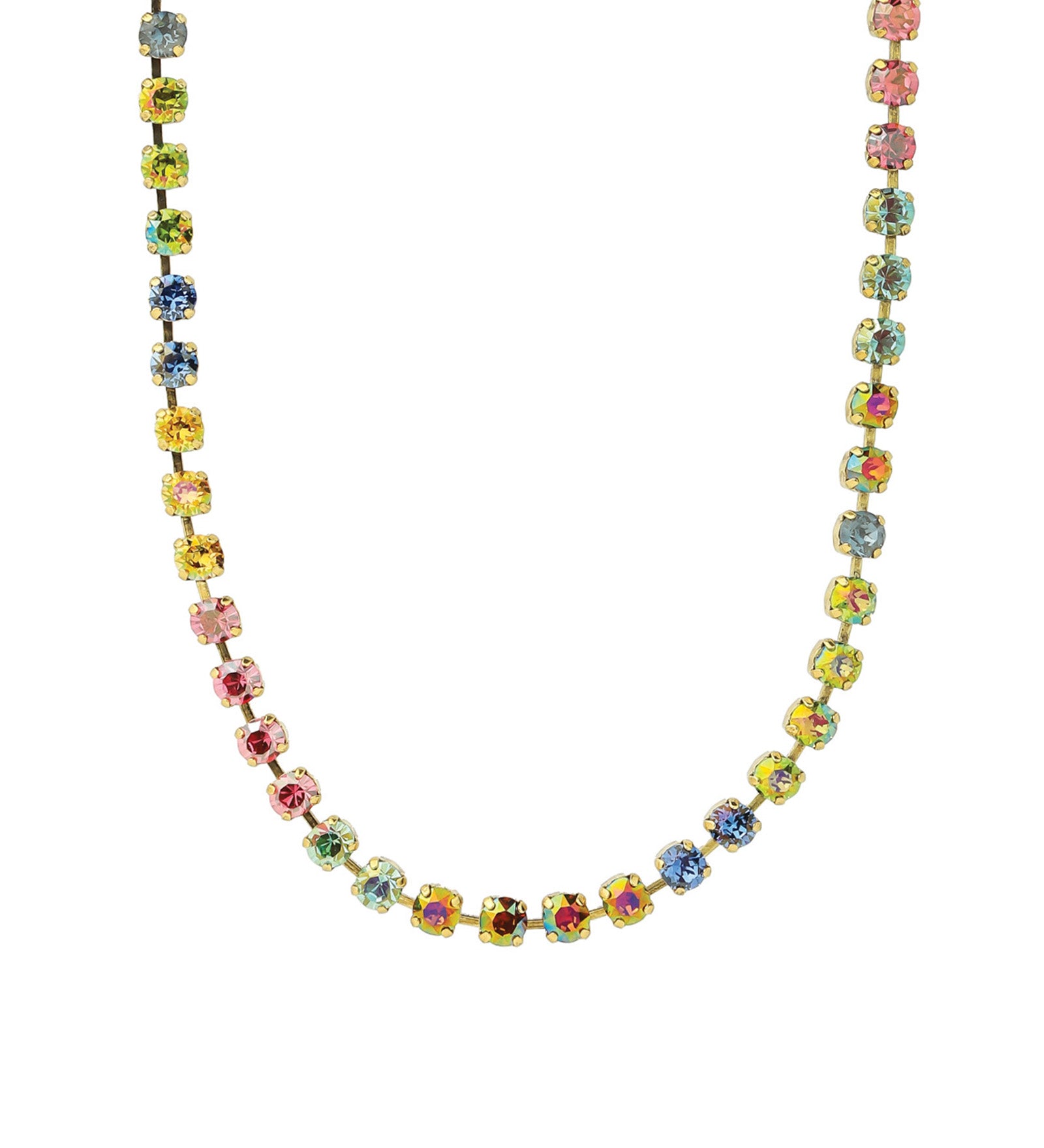 TOVA-Sarina Necklace-Necklaces-14k Gold Plated, Watermelon Ombre Crystal-Blue Ruby Jewellery-Vancouver Canada