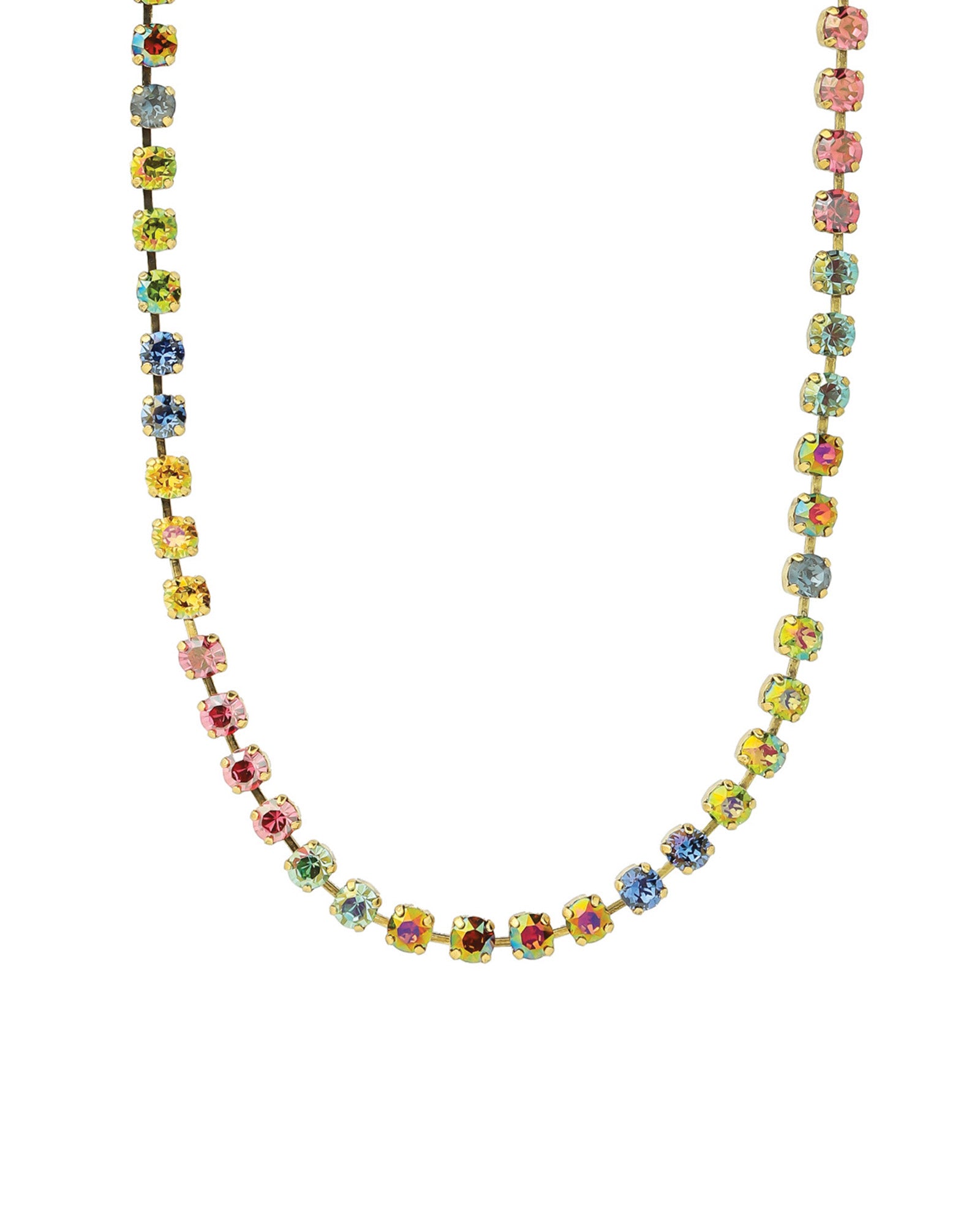 TOVA-Sarina Necklace-Necklaces-14k Gold Plated, Watermelon Ombre Crystal-Blue Ruby Jewellery-Vancouver Canada