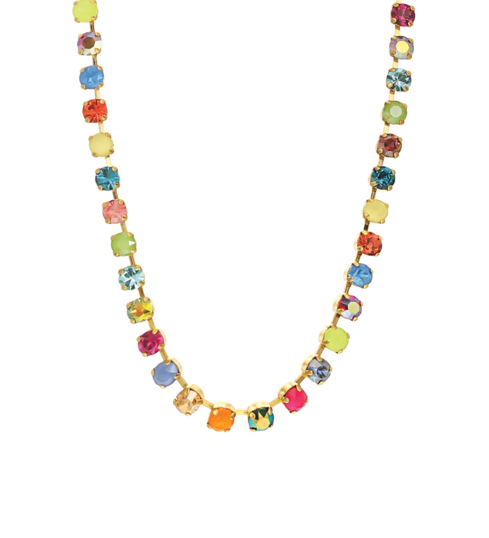 TOVA-Sarina Necklace-Necklaces-14k Gold Plated, Watermelon Crystal-Blue Ruby Jewellery-Vancouver Canada