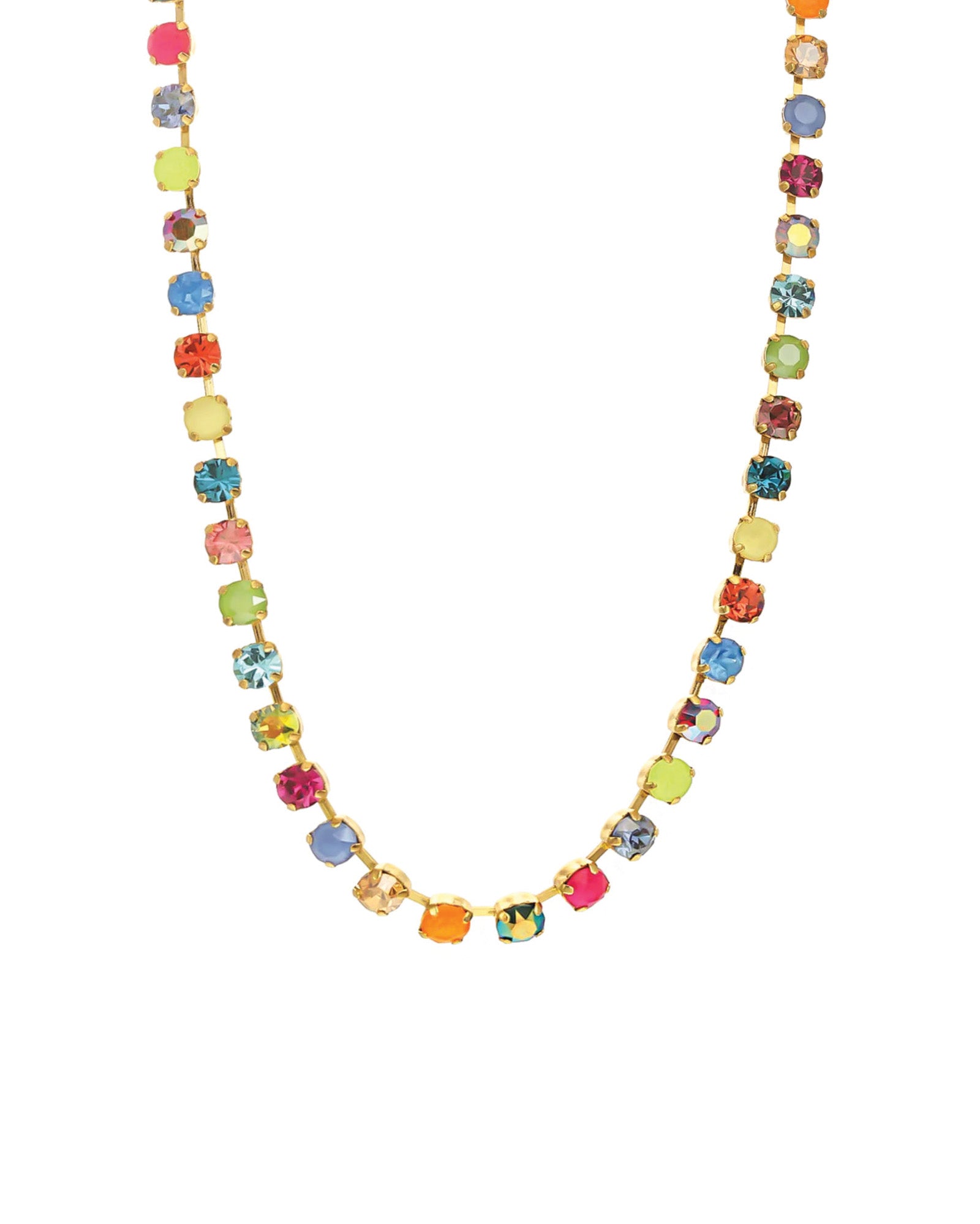 TOVA-Sarina Necklace-Necklaces-14k Gold Plated, Watermelon Crystal-Blue Ruby Jewellery-Vancouver Canada