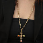 TOVA-Madonna Necklace-Necklaces-Gold Plated, Watermelon Crystal-Blue Ruby Jewellery-Vancouver Canada