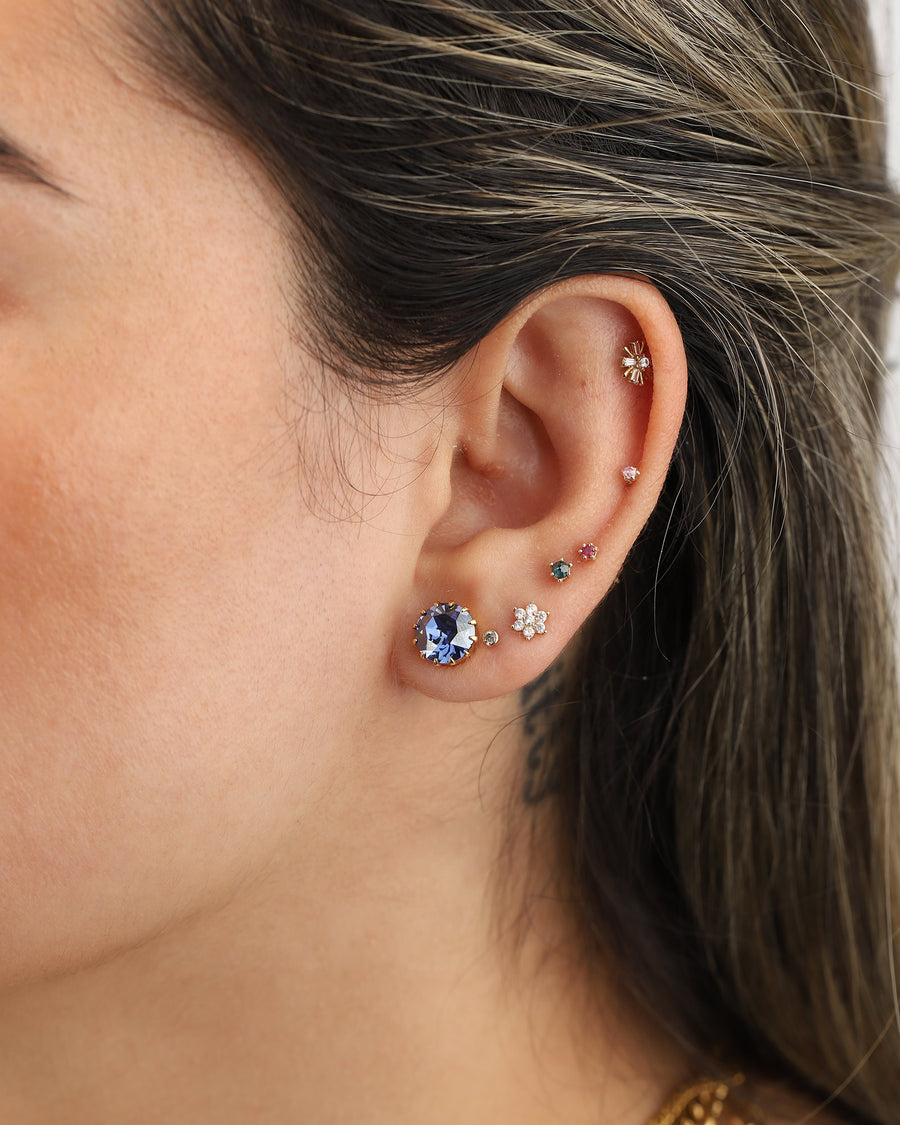 TOVA-Chrisley Studs-Earrings-Gold Plated, Sapphire Champagne Crystal-Blue Ruby Jewellery-Vancouver Canada