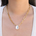 TOVA-Dereka Necklace-Necklaces-Gold Plated, Clear Crystal-Blue Ruby Jewellery-Vancouver Canada