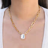 TOVA-Dereka Necklace-Necklaces-Gold Plated, Clear Crystal-Blue Ruby Jewellery-Vancouver Canada