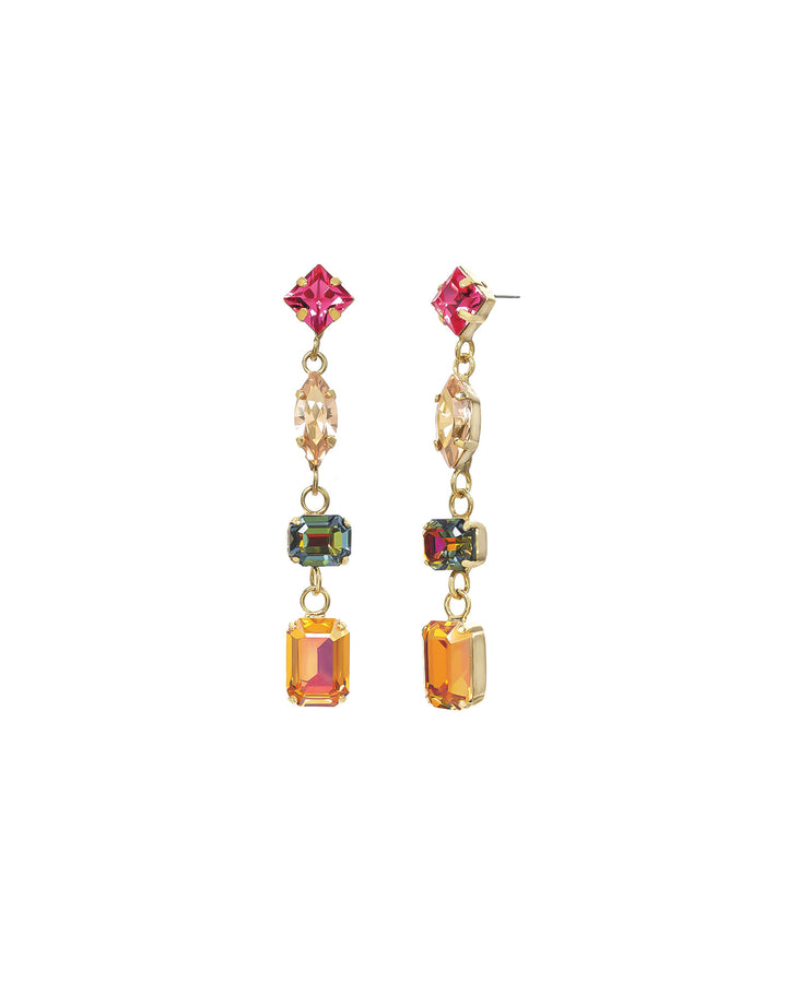 TOVA-Lucia Earrings-Earrings-Gold Plated, Pink Mix Crystal-Blue Ruby Jewellery-Vancouver Canada