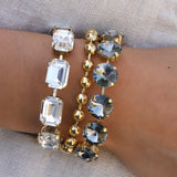 TOVA-Radmilla Bracelet | 8mm-Bracelets-Antique Gold-plated Brass-Blue Ruby Jewellery-Vancouver Canada