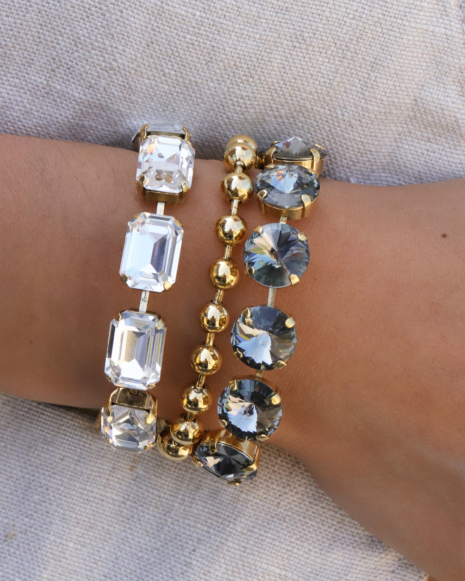 TOVA-Radmilla Bracelet | 8mm-Bracelets-Antique Gold-plated Brass-Blue Ruby Jewellery-Vancouver Canada