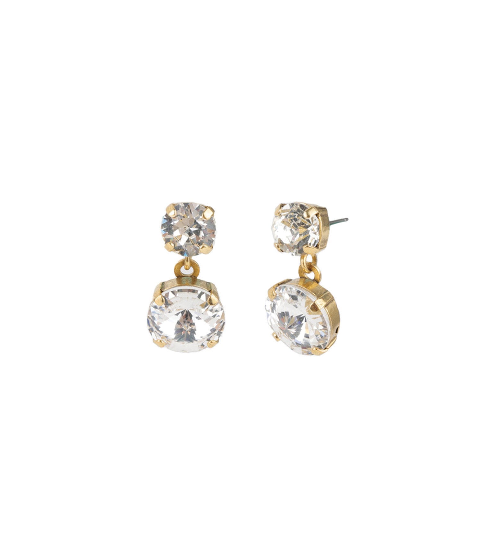TOVA-Felicia Studs-Earrings-14k Gold Plated, White Crystal-Blue Ruby Jewellery-Vancouver Canada