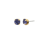 TOVA-Oakland Studs | 8mm-Earrings-14k Gold Plated, Tanzanite Crystal-Blue Ruby Jewellery-Vancouver Canada