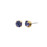 TOVA-Oakland Studs | 8mm-Earrings-14k Gold Plated, Tanzanite Crystal-Blue Ruby Jewellery-Vancouver Canada