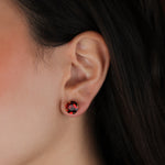 TOVA-Trentley Studs | 10mm-Earrings-14k Gold Plated, Dark Red Crystal-Blue Ruby Jewellery-Vancouver Canada
